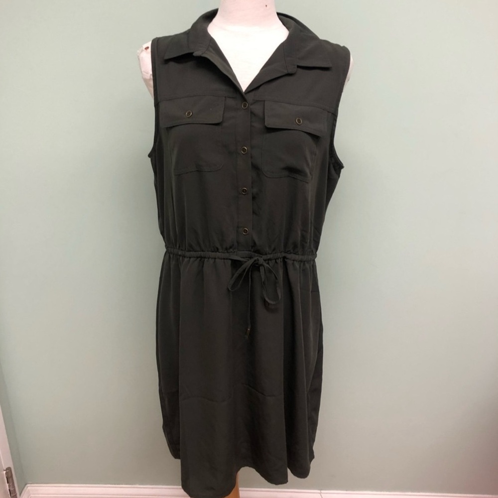 Mario Serrani Dark Green Sleeveless Mini Dress